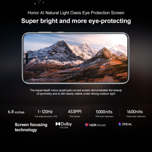 Honor Magic7 Pro, 16 Go + 512 Go, écran empreinte digitale, 6,8 pouces MagicOS 9.0 / Android 15 Snapdragon 8 Elite 3 nm Octa Core, réseau : 5G, NFC, OTG, prise en charge de Google Play (bleu) SH986L970-017