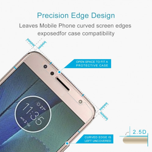 Pour Motorola Moto G5S Plus 0.3mm 9H dureté de Surface 2.5D Film anti-déflagrant en verre trempé Non plein écran SD15911082-07