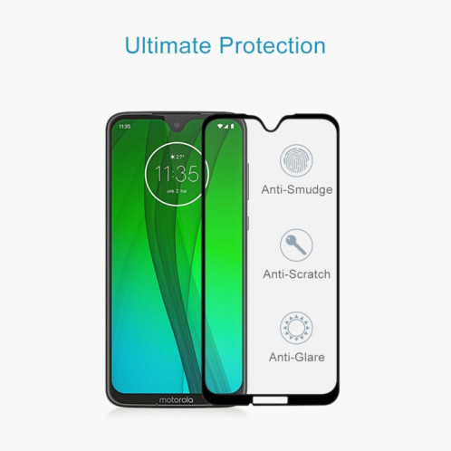 Protecteur d'écran en verre trempé plein écran 9H 9D pour Motorola Moto G7 (noir) SH681B1796-08