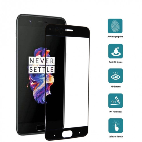 OnePlus 5 0.3mm 9 H Dureté de Surface 3D Courbée Écran Sérigraphié Plein écran En Verre Trempé Protecteur (Noir) SO427B1391-07