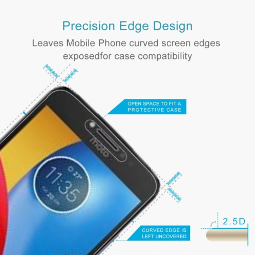 Pour Motorola Moto C 0.3mm 9H Dureté de Surface 2.5D Film plein écran en verre trempé antidéflagrant SD4281428-07