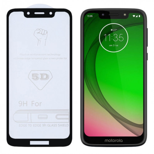 9H 5D Full Glue Film en verre trempé plein écran pour Motorola Moto G7 Play SH16341682-05