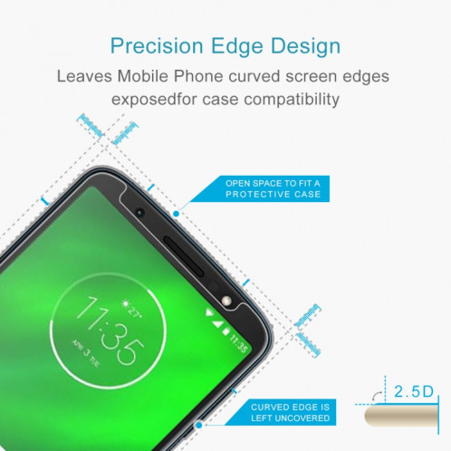 Film en verre trempé 0.26mm 9H 2.5D pour Motorola Moto G6 Plus SD930A145-09