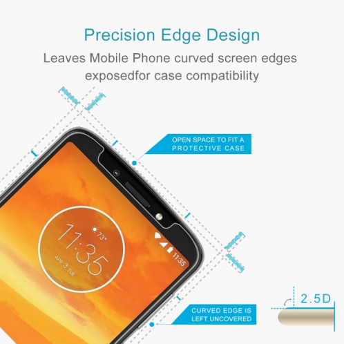 Film en verre trempé 0.26mm 9H 2.5D pour Motorola Moto E5 Plus SD98911531-09