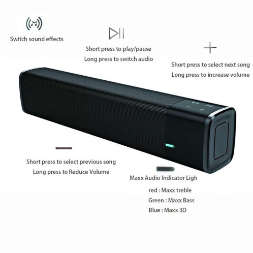 Haut-parleur portable Bluetooth haut-parleur d'extrêmes graves Super Bass SL-1000S 20W avec micro et mains libres, pour iPhone, iPad, Galaxy, Sony, Lenovo, HTC, Huawei, Google, LG, Xiaomi, autres smartphones SH262B266-011