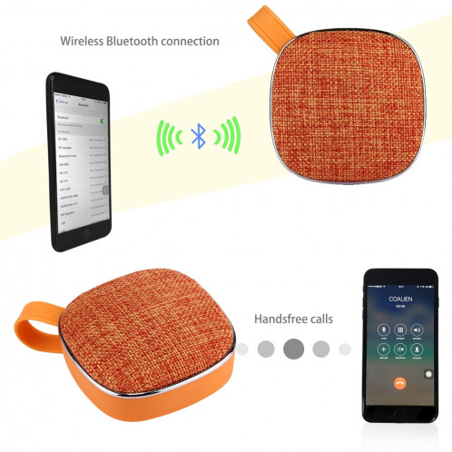 Haut-parleur stéréo Bluetooth X25 Portable Fabric Design, avec MIC intégré, prise en charge des appels mains libres et carte TF & AUX IN, Bluetooth Distance: 10 m (orange) SH722E290-012