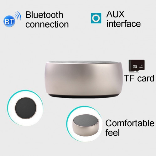Haut-parleur stéréo portable Bluetooth BS01, avec microphone intégré, prise en charge des appels mains libres et carte TF & AUX IN, distance Bluetooth: 10 m (or) SH810J1117-019