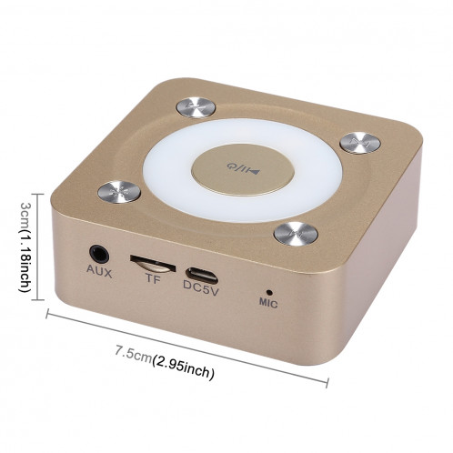 Haut-parleur stéréo portable Bluetooth, avec micro et lumière intégrés, prise en charge des appels mains libres et carte TF & AUX IN, distance Bluetooth: 10 m (or) SH900J528-011