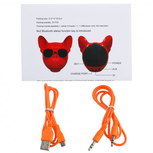 Haut-parleur stéréo sans fil Bluetooth de mode Bulldog AEROBULL, prise en charge Aux & Carte TF, pour téléphones mobiles / tablettes / ordinateurs portables, carte TF de soutien et entrée AUX, Bluetooth SH922R458-011