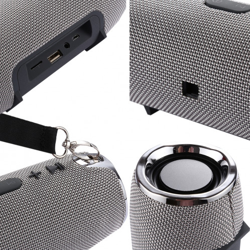 Haut-parleur stéréo portable Bluetooth V4.1 avec dragonne, MIC intégré, carte TF de soutien et AUX IN, distance Bluetooth: 10 m (gris) SH156H1861-08