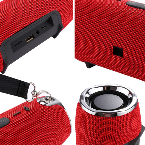 Haut-parleur stéréo portable Bluetooth V4.1 avec courroie, microphone intégré, carte TF de soutien et AUX IN, distance Bluetooth: 10 m (rouge) SH156R1014-08
