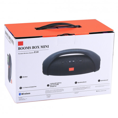 BOOMS BOX MINI E10 Splash-preuve Portable Bluetooth V3.0 Haut-parleur stéréo avec poignée pour iPhone, Samsung, HTC, Sony et autres smartphones (noir) SH157B1505-07