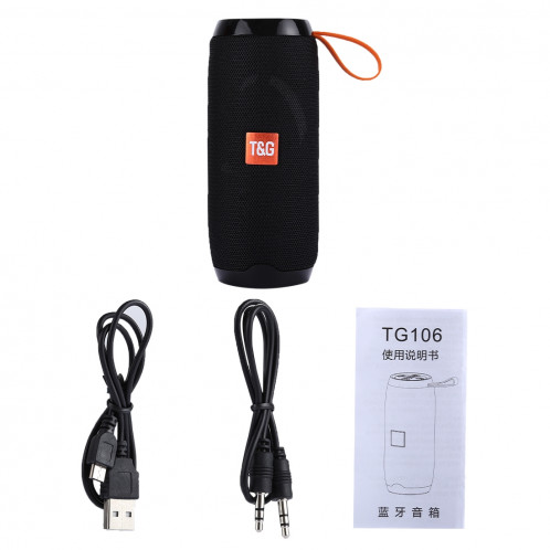 Haut-parleur stéréo sans fil Bluetooth V4.2 T & G TG106 portable avec poignée, MIC intégré, prise en charge des appels mains libres et carte TF & AUX IN & FM, Bluetooth Distance: 10 m (noir) SH191B1210-09