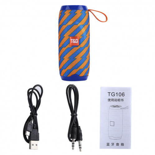 Haut-parleur stéréo sans fil Bluetooth V4.2 T & G TG106 portable avec poignée, MIC intégré, prise en charge des appels mains libres et carte TF & AUX IN & FM, Bluetooth Distance: 10 m (bleu + jaune) SH91EL74-09