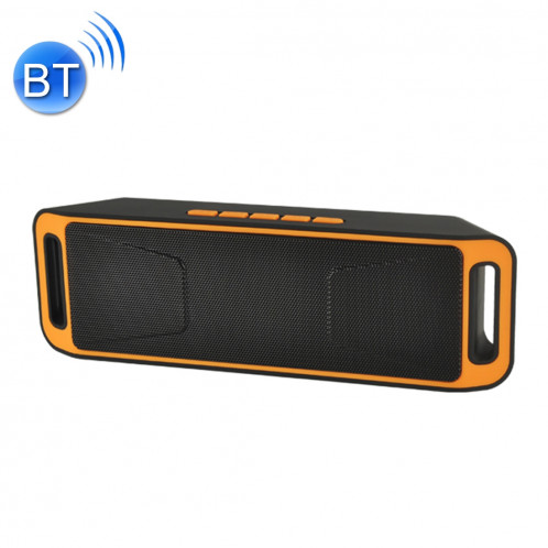 SC208 Haut-parleur Bluetooth de lecture de musique multifonctionnelle de carte, prise en charge de l'appel mains libres et de la carte TF et fonction U-disk et audio / FM AUX (orange) SH503E110-08
