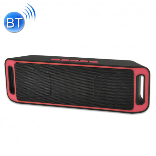 SC208 Haut-parleur Bluetooth de lecture de musique multifonctions, prise en charge des appels mains libres et des cartes TF et U-disk et fonction audio et FM AUX (rouge) SH503R1835-08