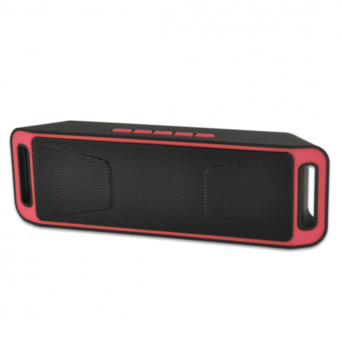 SC208 Haut-parleur Bluetooth de lecture de musique multifonctions, prise en charge des appels mains libres et des cartes TF et U-disk et fonction audio et FM AUX (rouge) SH503R1835-08