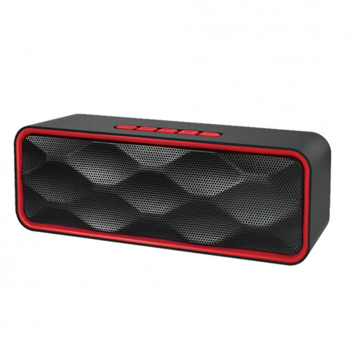 SC211 Haut-parleur Bluetooth de lecture de musique multifonctions, prise en charge des appels mains libres et des cartes TF et U-disk et fonction audio et FM AUX (rouge) SH506R1464-012