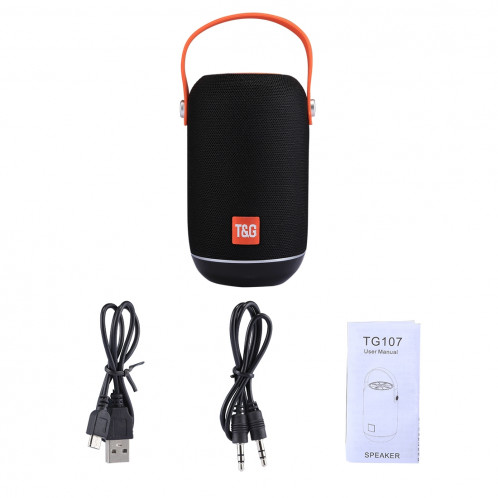 T & G TG107 Haut-parleur stéréo sans fil Bluetooth V4.2 portable avec poignée, MIC intégré, prise en charge des appels mains libres et carte TF & AUX IN & FM, Bluetooth Distance: 10 m SH201B943-010