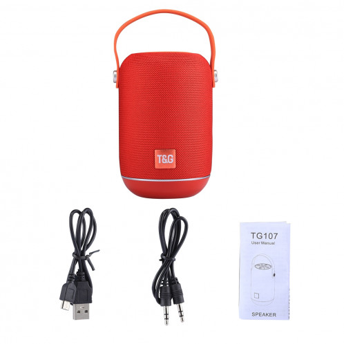 T & G TG107 Haut-parleur stéréo sans fil Bluetooth V4.2 portable avec poignée, MIC intégré, prise en charge des appels mains libres et carte TF & AUX IN & FM, Bluetooth Distance: 10 m SH201R1281-010