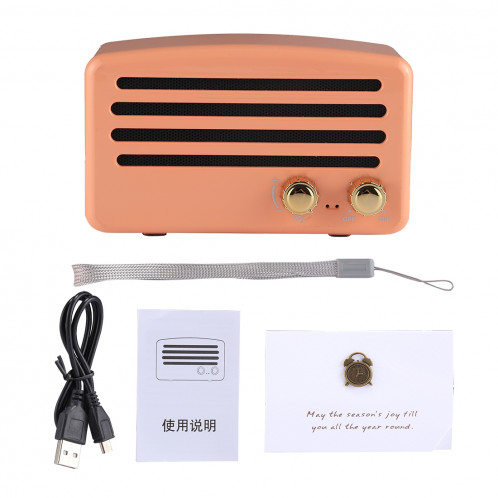 Haut-parleur stéréo portable sans fil Bluetooth V4.2 avec lanière, microphone intégré, prise en charge des appels mains libres et carte TF & AUX IN & FM, Bluetooth Distance: 10 m (orange) SH202E1225-08