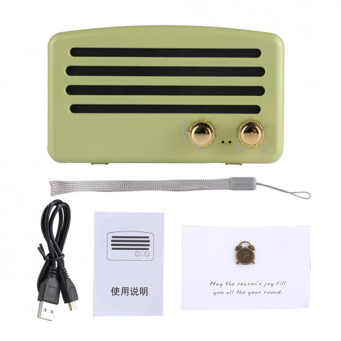 Haut-parleur stéréo sans fil portable Bluetooth V4.2 avec lanière, microphone intégré, prise en charge des appels mains libres et carte TF & AUX IN & FM, distance Bluetooth: 10 m (vert) SH202G942-08