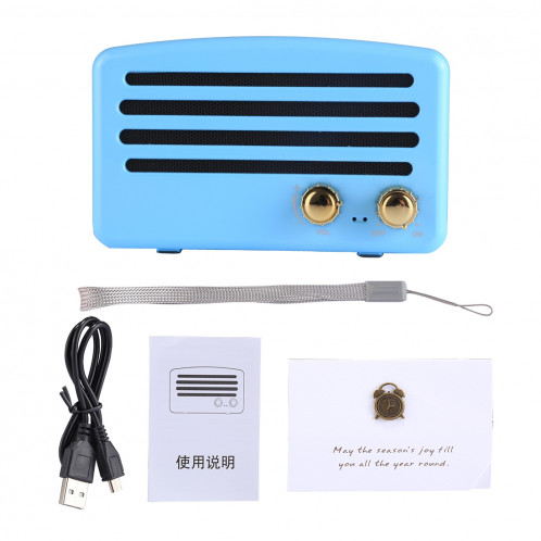 Haut-parleur stéréo sans fil portable Bluetooth V4.2 avec lanière, MIC intégré, prise en charge des appels mains libres et carte TF & AUX IN & FM, Bluetooth Distance: 10m (bleu ciel) SH02TT1082-08