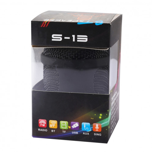 S-13 Haut-parleur Bluetooth sans fil de musique stéréo portable, microphone intégré, prise en charge des appels mains libres et carte TF et fonction audio et FM AUX, Bluetooth Distance: 10 m (noir) SH667B1692-09