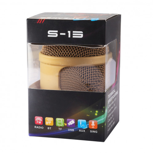 S-13 Haut-parleur Bluetooth sans fil pour musique stéréo portable, MIC intégré, prise en charge des appels mains libres et carte TF et fonction audio et FM AUX, Bluetooth Distance: 10 m (or) SH667J137-09