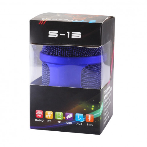 S-13 Haut-parleur Bluetooth sans fil de musique stéréo portable, MIC intégré, prise en charge des appels mains libres et carte TF et fonction audio & FM AUX, Bluetooth Distance: 10m (bleu) SH667L1665-09