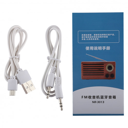 Nouveau Ri Xing NR-3013 Portable Texture bois Retro FM Radio Bluetooth haut-parleur stéréo sans fil avec antenne, pour téléphones portables / tablettes / ordinateurs portables, prise en charge des appels mains libres SH69801593-08