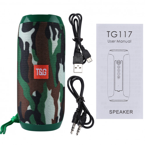 T & G TG117 Haut-parleur stéréo sans fil Bluetooth V4.2 portable avec corde, avec microphone intégré, prise en charge des appels mains libres et carte TF & AUX IN & FM, Bluetooth Distance: 10 m (vert) SH001G1794-011