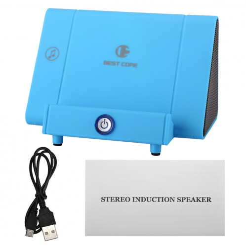 SY317A Support de téléphone portable Haut-parleur stéréo sans fil à induction, prise en charge des appels mains libres et AUX IN (bleu) SH003L884-012