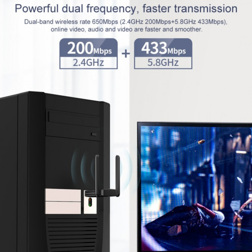 Comfast CF-822AC 600Mbps Récepteur USB de réseau WiFi WIFI Dual-Band SC0029841-07