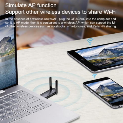 Comfast CF-822AC 600Mbps Récepteur USB de réseau WiFi WIFI Dual-Band SC0029841-07