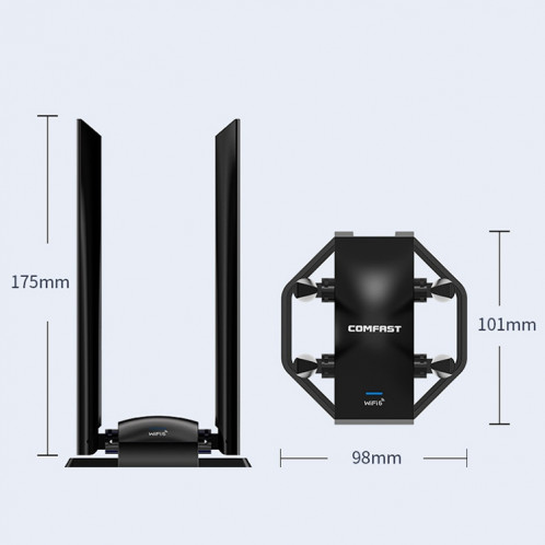 Adaptateur WiFi 6 sans fil haute puissance COMFAST CF-966AX à double bande 1800 Mbps USB3.0 SC0038130-010