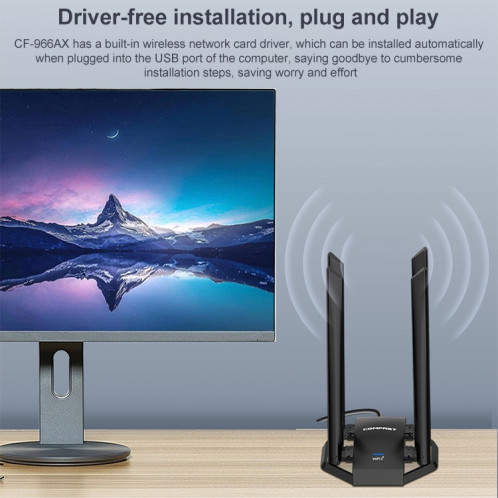 Adaptateur WiFi 6 sans fil haute puissance COMFAST CF-966AX à double bande 1800 Mbps USB3.0 SC0038130-010