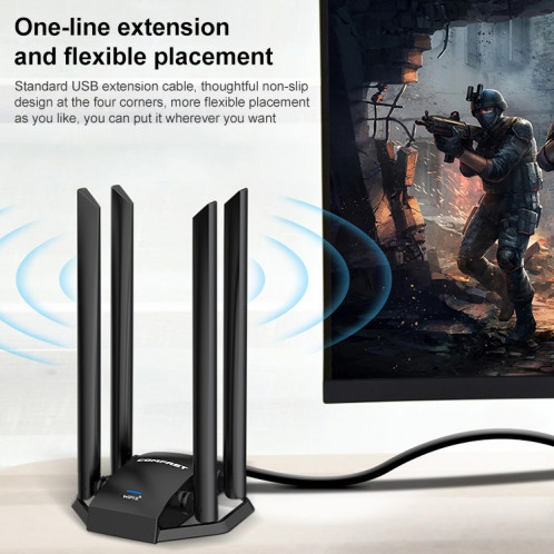 Adaptateur WiFi 6 sans fil haute puissance COMFAST CF-966AX à double bande 1800 Mbps USB3.0 SC0038130-010