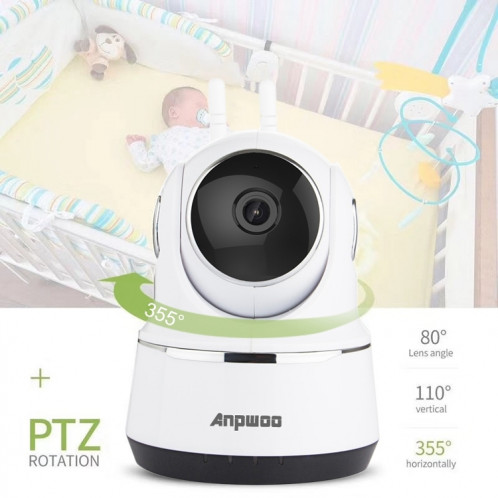 Anpwoo Guardian Caméra IP CMOS HD WiFi 2.0MP 1080P 1/3 pouce, Détection de mouvement / Vision nocturne (Blanc) SA103W820-010