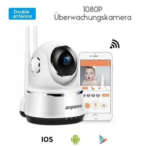 Anpwoo Guardian Caméra IP CMOS HD WiFi 2.0MP 1080P 1/3 pouce, Détection de mouvement / Vision nocturne (Blanc) SA103W820-010