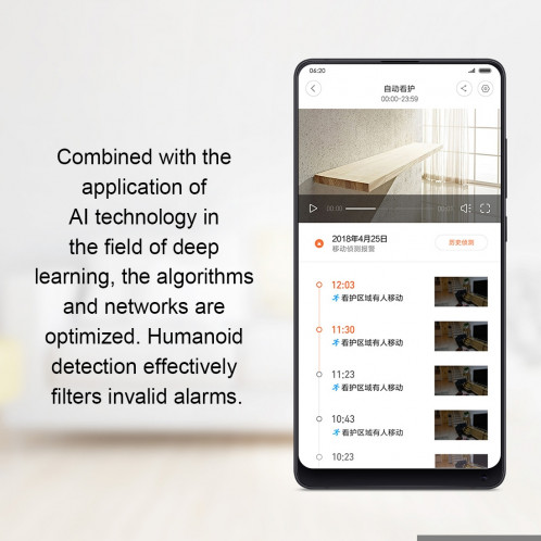 Caméra IP intelligente d'origine Xiaomi MIJIA Xiaobai Édition améliorée 1080P HD Angle de vue de 360 degrés, prise en charge de la détection de mouvement AI et de la vision infrarouge et d'une carte micro SX121W577-012