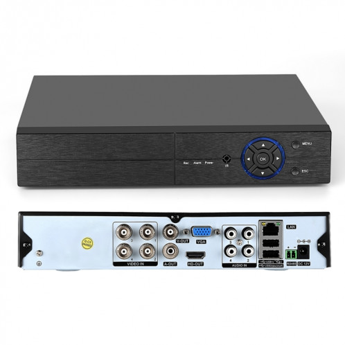 A4B3Kit 2MP 4CH 1080P Système de caméra de sécurité CCTV Kit de surveillance AHD DVR, prise en charge de la vision nocturne / détection de mouvement (Blanc) SH125W1631-012