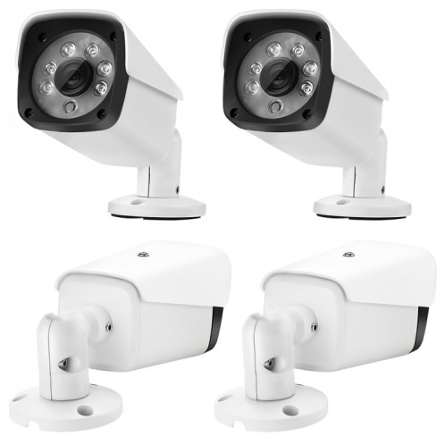 A4B3Kit 2MP 4CH 1080P Système de caméra de sécurité CCTV Kit de surveillance AHD DVR, prise en charge de la vision nocturne / détection de mouvement (Blanc) SH125W1631-012