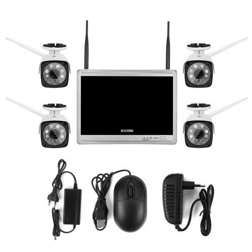 N4B3H2-P12/Kit 1080P Enregistreur vidéo réseau sans fil Affichage du système de surveillance : 12,5 pouces (blanc) SH127W399-011