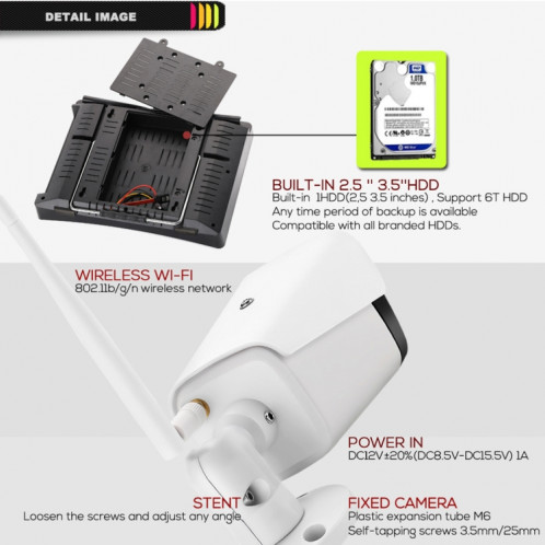 N4B3H2-P12/Kit 1080P Enregistreur vidéo réseau sans fil Affichage du système de surveillance : 12,5 pouces (blanc) SH127W399-011