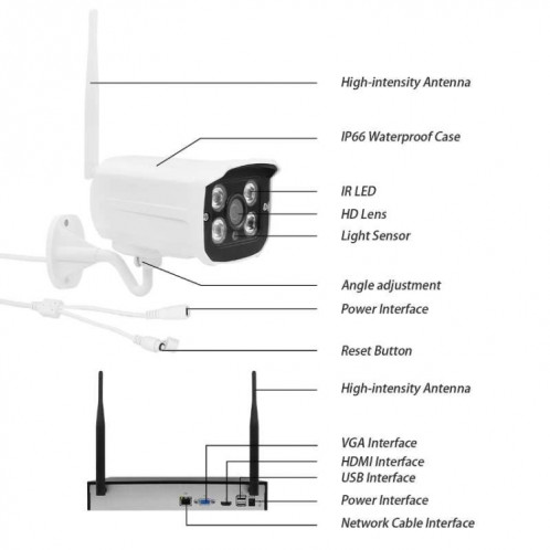 Ensemble de caméra sans fil pour enregistreur vidéo réseau QS200-4 2.0MP 1080P HD SH0161420-010