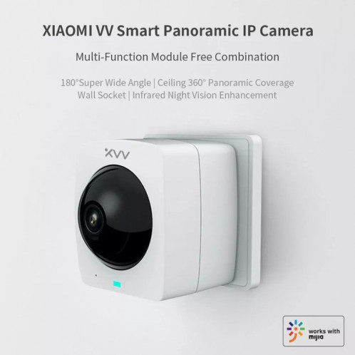 Caméra panoramique intelligente d'origine Xiaomi Youpin XiaoVV 1080P 2 millions de pixels, prise en charge de la vision nocturne infrarouge et détection humanoïde AI et interphone vocal et carte Micro SD 128 Go, prise SX187W1183-018