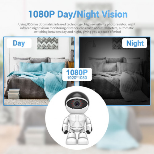 Caméra IP WiFi robot ESCAM PT205 HD 1080P, détection de mouvement / vision nocturne, distance IR: 10 m, SE0191464-017