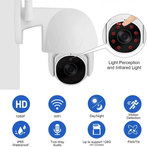 TUYA QX45 1080P Full HD IP65 Imperméable Caméra IP sans fil 2.4g, prise en charge de la détection de mouvement et de la vision audio et de la nuit à deux voies SH13EU629-09
