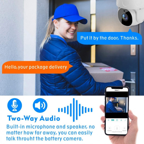 TUYA QX45 1080P Full HD IP65 Imperméable 2.4G Caméra IP sans fil, support Amazon Alexa & Google Home & Motion Détection & Vision de l'audio et de la nuit à deux voies SH14EU693-09